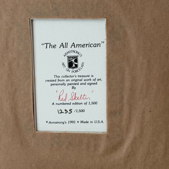 Red Skelton Signed 1990 The All American Clown Framed Porcelain  Painting 1235 - Picture 6 of 7